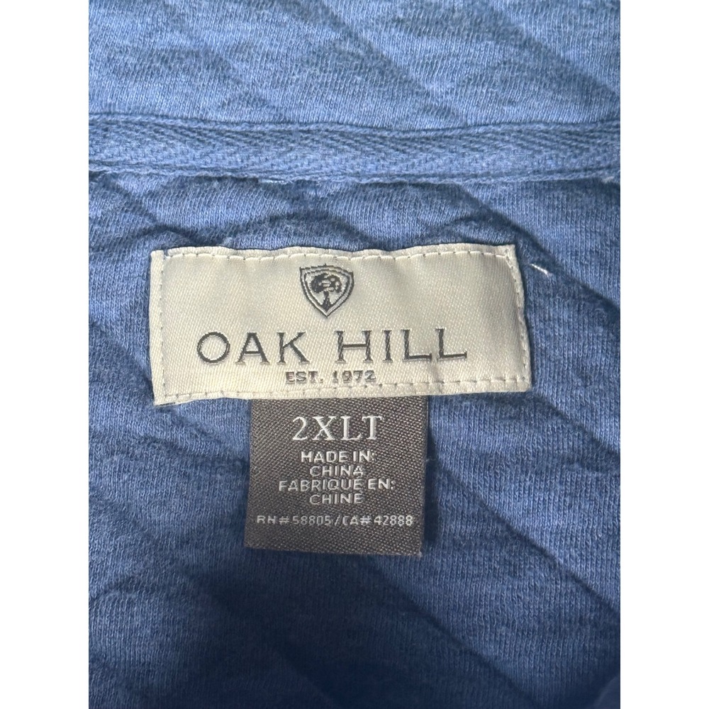 Oak Hill Mens 2XLT Blue Quilted Button Mock Neck Pullover Long Sleeve Sweater - Picture 4 of 7